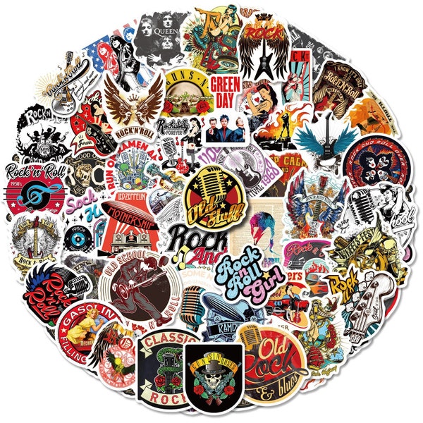 50 Stück  Rock and Roll Band mini Stickerbomb Aufkleber / Rock Music Style Sticker Aufkleber Set Stickers