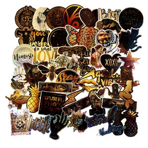 50 Stück Special Gold Glitzer Stickerbomb Aufkleber