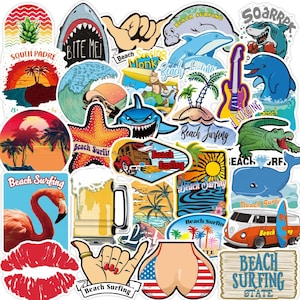 50 Stück New Style Beach Party / Spring Break / Summer Surfing, Beach Surfing Sonne Strand und Meer /  Cartoon Stickerbomb Aufkleber Sticker