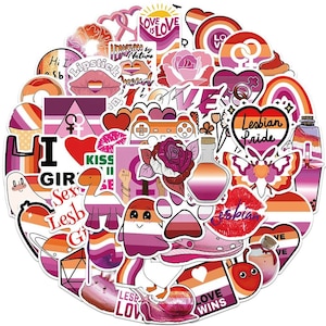 Conjunto de adesivos de orgulho lésbico, 50 peças, amor é amor, estilo adesivo, gay/lésbico