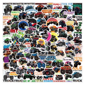 100 Stück Mini USA Monster Truck Kinder Stickerbomb Aufkleber Set / Racing Fun Monster Truck Set Sticker for Boys