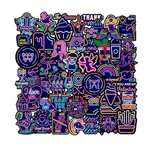 Confezione da 50 adesivi bombe adesive stile New Purple Party Neon/Neon Bar