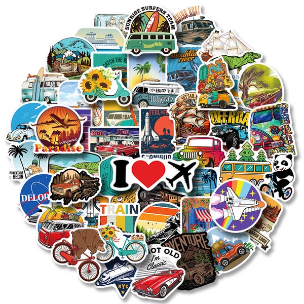 50pcs I Love Travel / Wolrd Travel Style Stickerbomb Set / Suitcase Travel Luggage Style Sticker Sticker Set