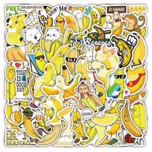 50 Stück Fun Banana Crazy Banana Cartoon Monkey style Stickerbomb Sticker Set Aufkleber Banananen Affe Style