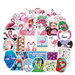 Pacote de 50 adesivos infantis de flamingo rosa desenho animado estilo flamingo conjunto de adesivos de animais fofos para crianças/adesivos de animais/bomba adesiva