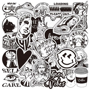 50 stuks nieuwe frisse zwart-witte stickerbomb sticker sticker set zwart witte stijl stickers