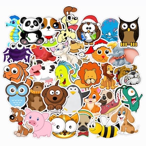 50 piezas lindo juego de pegatinas de pegatinas de animales para niños/pegatinas de animales/bomba de pegatinas de animales