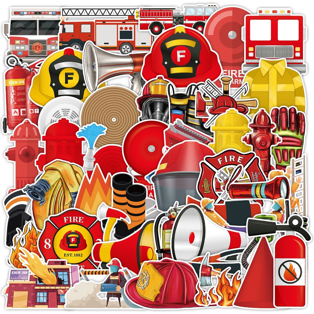 50 X Kids Cartoon Fire Brigade Firefighter Super Style Stickerbomb ...