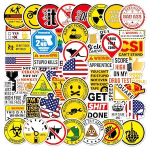 50 Stück Construction Warning Sign / Achtung / Vorsicht Aufkleber  Warnung Stickerbomb Aufkleber Bauarbeiten Construction Style