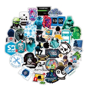50 Stück Hacker / Network / Bitcoin / Cyber / PC Style Stickerbomb Aufkleber