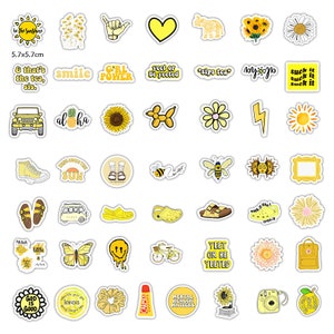 50 Stück Gelbe Mini Koffer Suitcase Aufkleber bis ca 5 Cm / Yellow Stickerbomb Set / Gelb Stickerbomb Mix