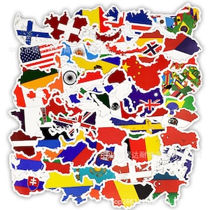 50 x Países del mundo / Pegatinas de países del mundo / Pegatinas de países Stickerbomb