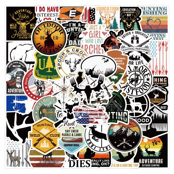 50 Stück New Fresh Camping Style /Outdoor Deer Hunting / Koffer Aufkleber Sticker _ wildlife Jagen