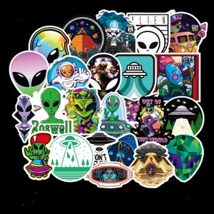 50 piezas ALIEN / ESPACIO / ÁREA 51 / Roswell Style Stickerbomb - pegatinas