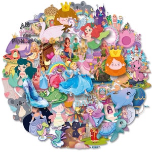 50 Stück Princess Style Stickerbomb für Mädchen,  Girly Glitzer Prinzessin Stickerbomb Aufkleber Set