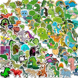 Pak van 100 stickerbomb-stickers in dino-/kinderstijl voor dino-fans =) Stickers in T-rex/velociraptor-stijl