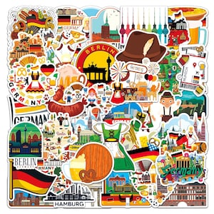 Paquete de 50 pegatinas adhesivas estilo maleta de viaje alemanas de Alemania, pegatinas Super Style Stickerbomb