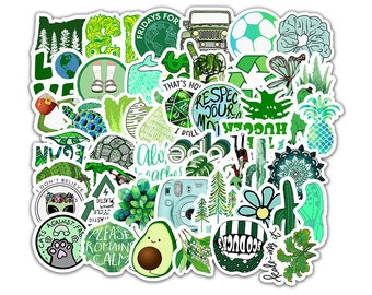 50 pieces Green Mini Suitcase Suitcase Sticker up to about 5 Cm / Green Stickerbomb Set / Green Stickerbomb Mix