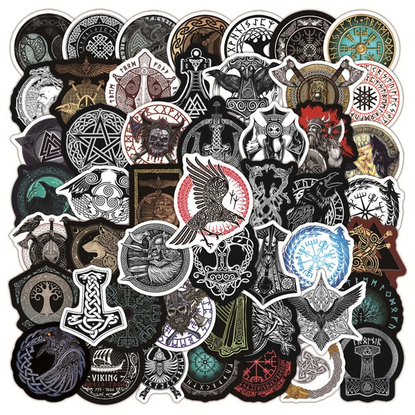 50 Stück Mini Norse / Wikinger / Viking / Mystic - Magic Stickerbomb Norway, Thor Mystik Loki Norse Viking - Aufkleber