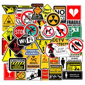 50 Stück Mini Warning Sign / Achtung / Vorsicht Aufkleber  Warnung Stickerbomb Aufkleber