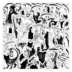 60PCS Halloween decorative cool black and white punk bleach gothic gim reaper death sticker Aufkleber Stickerbomb