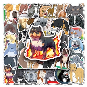 50 Stück Pitbull  / Pit Bull Terrier Style Cartoon Stickerbomb Sticker Set Aufkleber