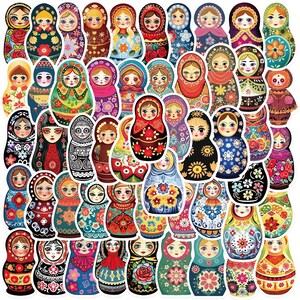 Juego de 50 pegatinas de estilo Matryoshka rusas