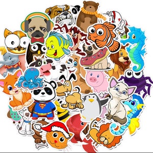 50 Stück Kindergarten Aufkleber Tiere Cartoon Style  Cute Animal Sticker Set Aufkleber für Kinder / Tier Aufkleber / Animal Stickerbomb