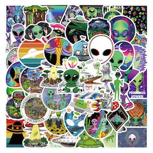 50 piezas ALIEN / ESPACIO / ÁREA 51 / Roswell Style Stickerbomb - pegatinas