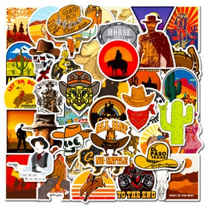 50 x Stück Western Cowboy / Kinder Sticker Aufkleber Western Style