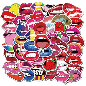 50 Stück Sexy Lips / Kiss Lips Stickerbomb Aufkleber