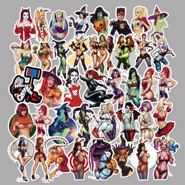 50pcs Sexy Cartoon Style Stickerbomb Stickers Mix, Comic Cartoon Sexy Style Stickerbomb Stickers