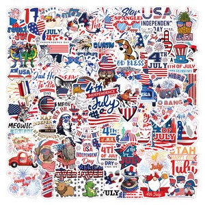 100 pegatinas superamericanas del 4 de julio _ Conjunto de pegatinas estilo Día de la Independencia de EE. UU. Pegatinas estilo Stickerbomb de EE. UU.