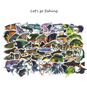 50 Stück Bunte Fische / Angeln / Fish Sea Fisch Angeln Fishing Tuna Style Stickerbomb Aufkleber