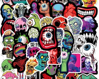 50 pieces cool skater skull sticker bomb mix / horror skull / cool zombie style sticker bomb stickers