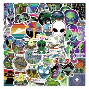 50 x Alien Extraterrestrial Roswheel Area 51 UFO-stil Stickerbomb-klistermärken Super Style Stickerbomb-klistermärken