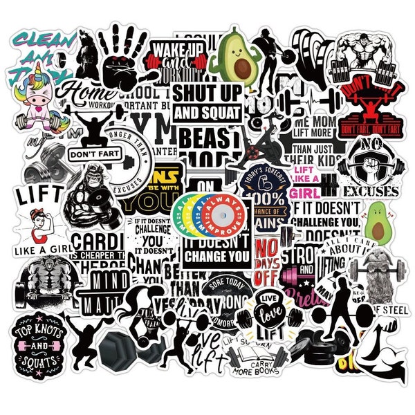 50 pieces fitness lifting sport gym style sticker bomb sticker set / lifting muscle gym fitness style