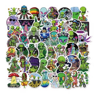 50 Stück Fun Cool Cartoon Skater Weed Kiffer 420 Stickerbomb Aufkleber Set / Weed Cannabis Style Mischung / Aufkleber
