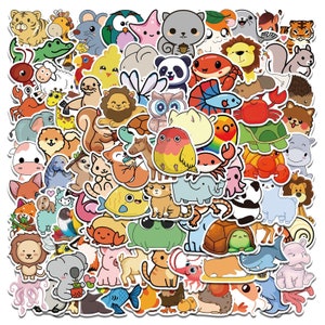 100 Stück Kinder Cartoon Tiere / Happy Animal Style Aufkleber Sticker für Kids / Kindergarten Style Aufkleber Set