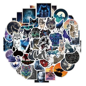 50 Stück New Fresh Wild Wolf / Wolfpack / Wilde Wölfe Style Cartoon Sticker Bomb Aufkleber Sticker Set Wolf Style