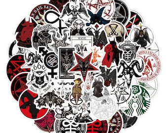 50  Stück Mini Stickers, Satan / Black Magic  Gothic  Goth / Stickerbomb Aufkleber  Schwarz Weiß Dark Soul