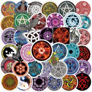 Pakket van 50 Mini Black Magic Pentagram Devil Gothic Goth / Zwart en Wit Stickerbomb Sticker Dark Soul Style Sticker Mix