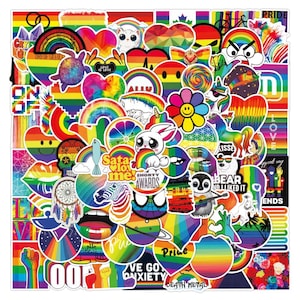 Confezione da 100 adesivi adesivi bombe adesive stile arcobaleno lesbico del Gay Pride arcobaleno