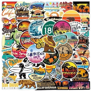 50 Stück Califrornia USA State Travel Suitcase Stickerbomb Aufkleber / Sticker Set California Style