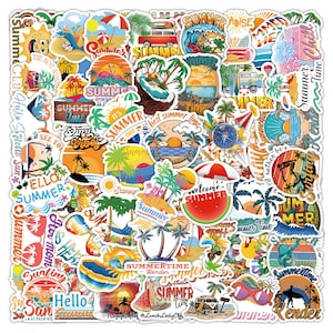 Pack de 50 autocollants pour valise de voyage été/été, autocollant style bombe