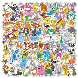 Paquete de 100 animales de dibujos animados infantiles / pegatinas estilo animales felices para niños / mezcla de pegatinas felices para niños