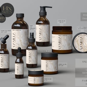 DIY Editable Skincare Product Label Collection, Body Butter, Beard Oils, Essential Oil Labels, Cosmetic Label Templates