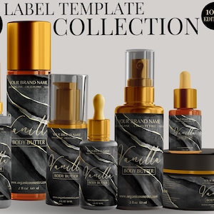 DIY Editable Skincare Product Label Collection Template, Body Butter, Essential Oil Labels, Cosmetic Label Templates