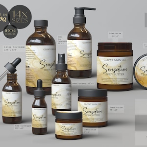 Fully Editable Cosmetic Label Templates, Editable Bottle Product Labels, DIY Cosmetic Labels, Candle Label Template