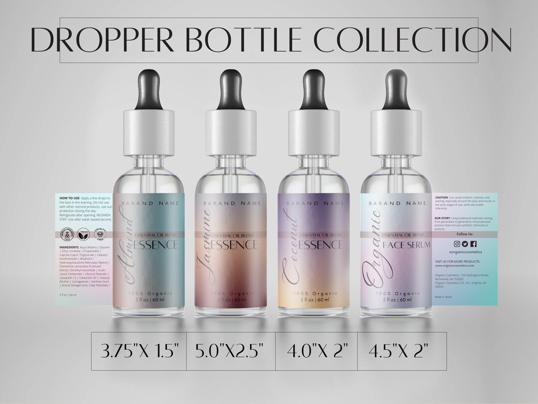 Essential Oil Label Printable Template, Editable Dropper Bottle Label ...